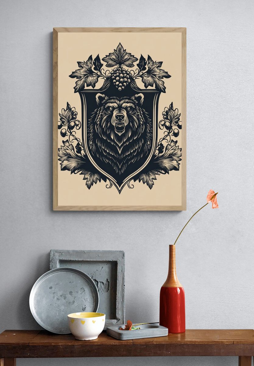 Bear Crest Vintage Print. — room view 3