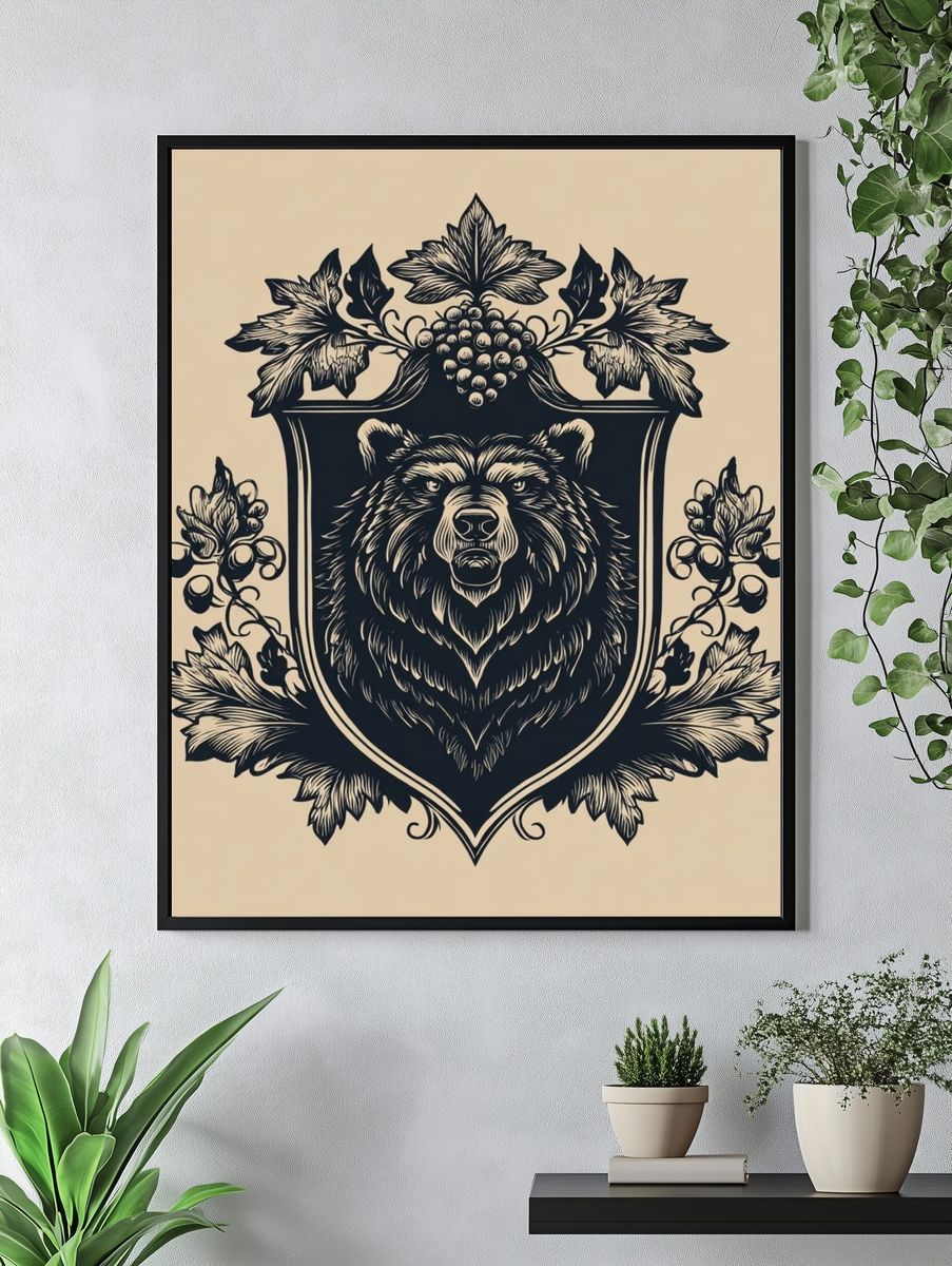 Bear Crest Vintage Print. — room view 4