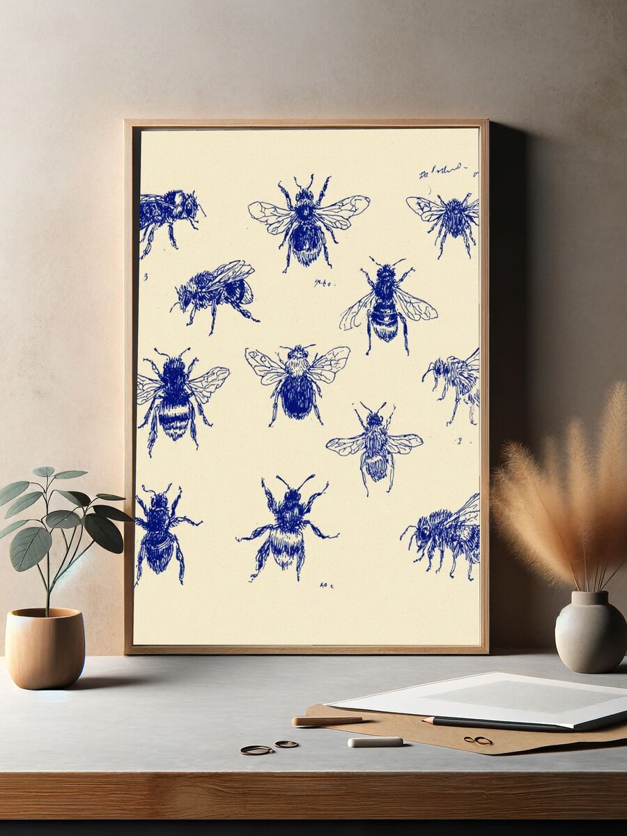 Bee Illustration Poster. — room view 2