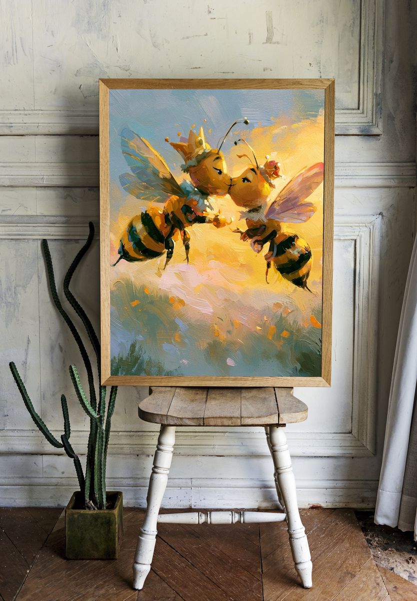 Flying Bees Contemporary Print. room preview