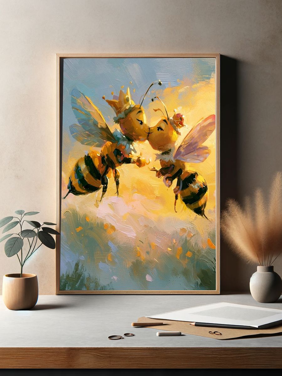 Flying Bees Contemporary Print. — room view 2