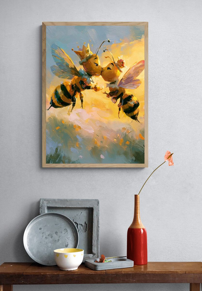 Flying Bees Contemporary Print. — room view 3