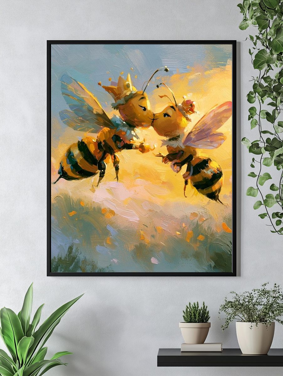 Flying Bees Contemporary Print. — room view 4