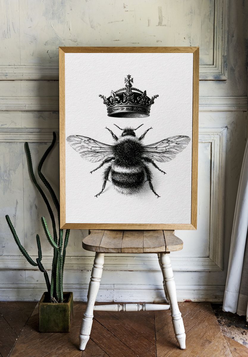 Bee Crown Illustration Poster. room preview