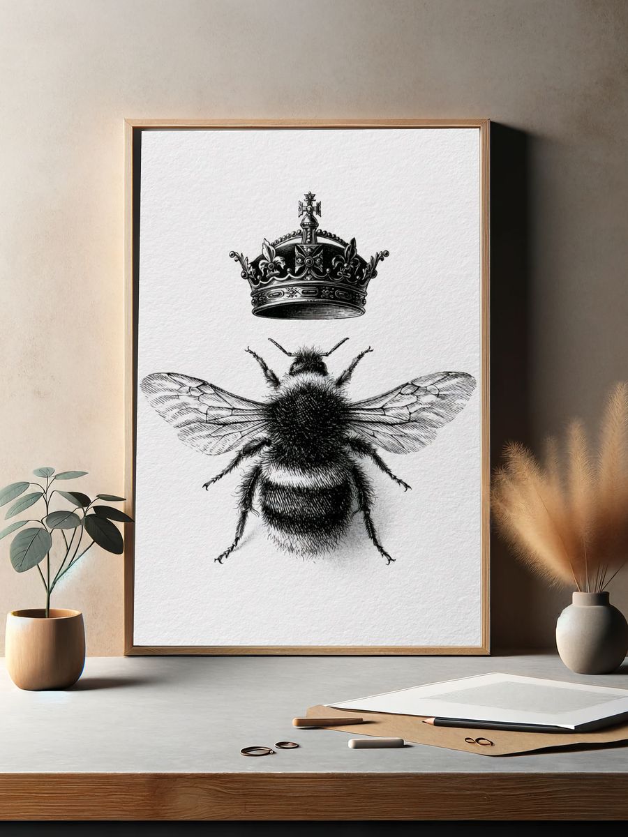 Bee Crown Illustration Poster. — room view 2