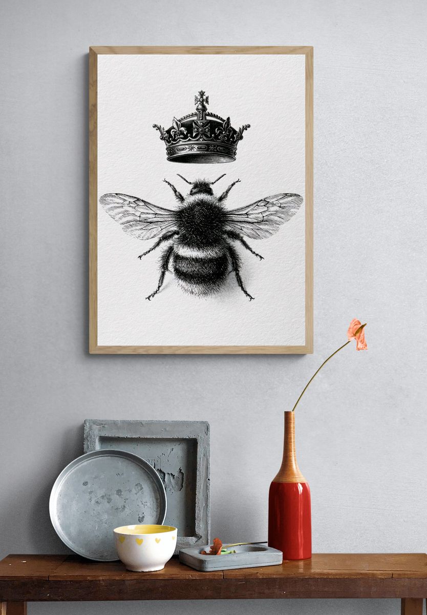Bee Crown Illustration Poster. — room view 3