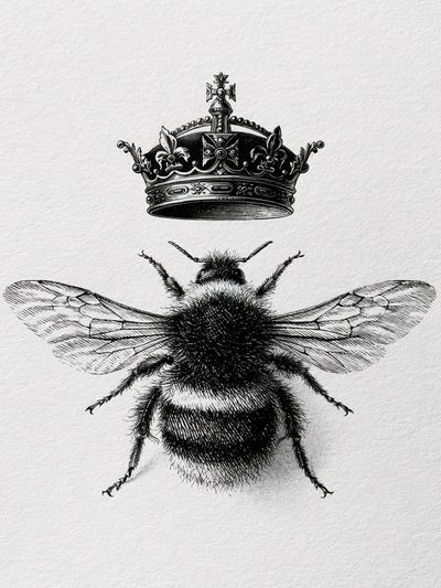 Bee Crown Illustration Poster.