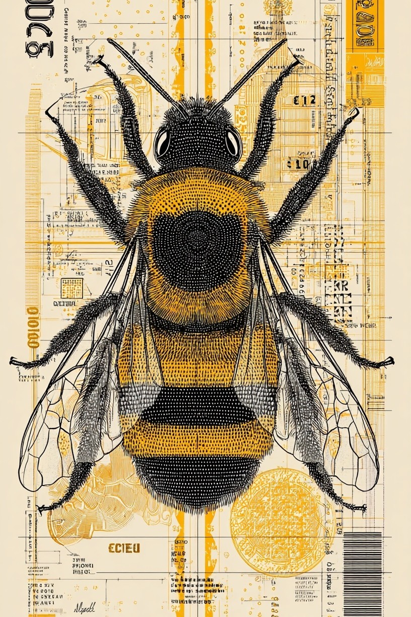 Bee Anatomy — Illustration Print. poster detail