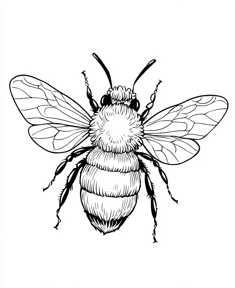 Bee — Line Art Print. poster — illustration art