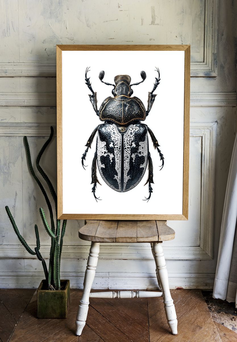 Detailed Beetle Illustration Poster. — room view 1