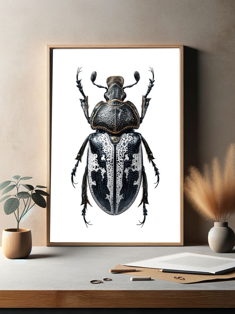 Detailed Beetle Illustration Poster. — room view 2