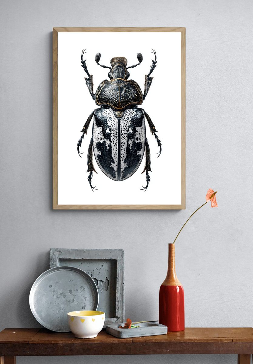 Detailed Beetle Illustration Poster. — room view 3