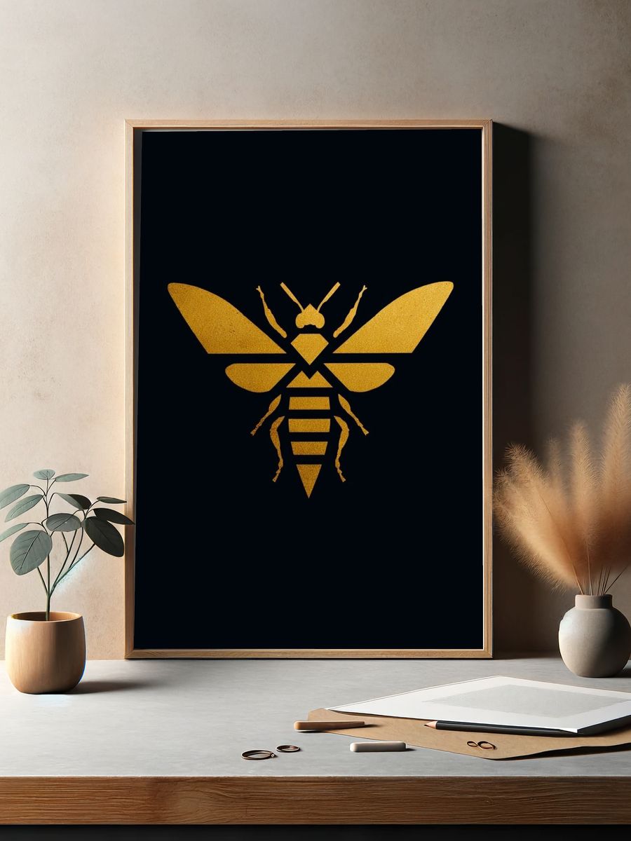 Golden Bee Illustration Poster. — room view 2