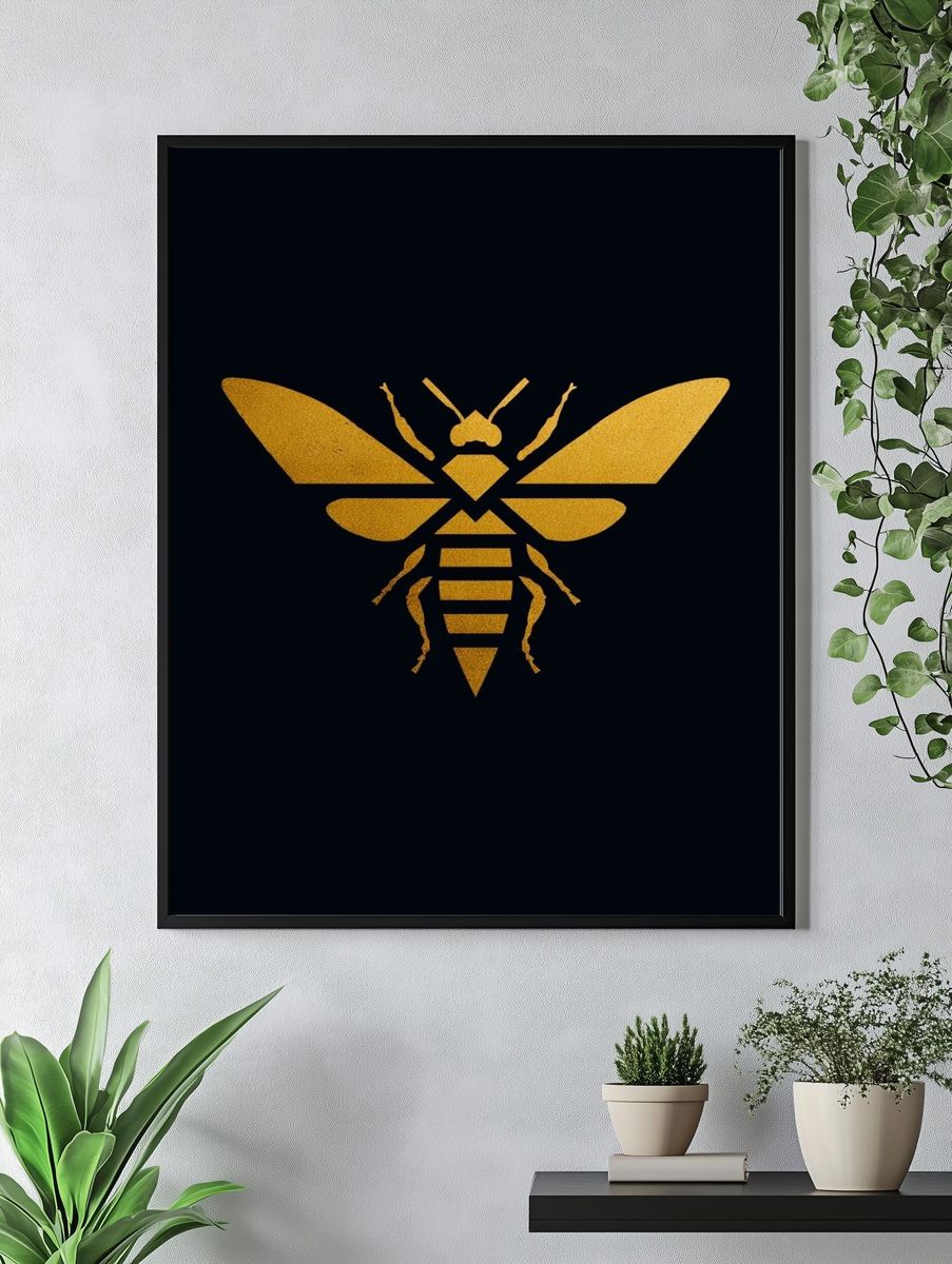 Golden Bee Illustration Poster. — room view 4