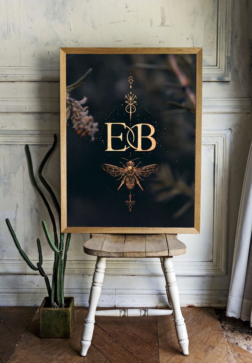 Bee Monogram Typography Poster. room preview