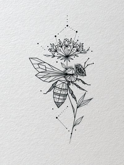 Geometric Bee Line-Art Print.