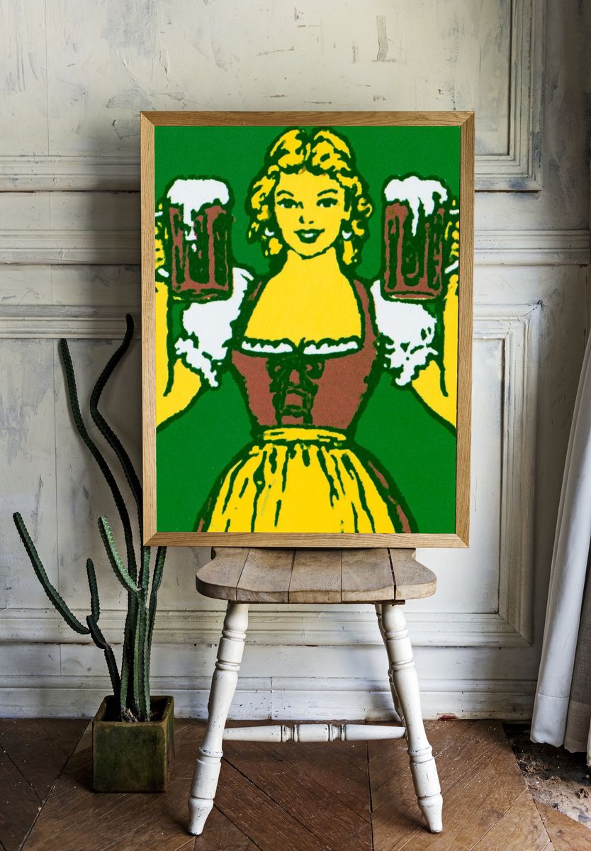 Beer Maiden Pop-Art Poster. room preview