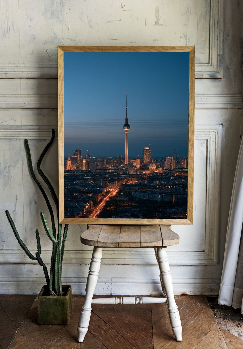Berlin TV Tower Night Skyline Poster. room preview