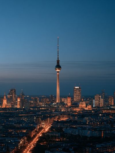 Berlin TV Tower Night Skyline Poster.