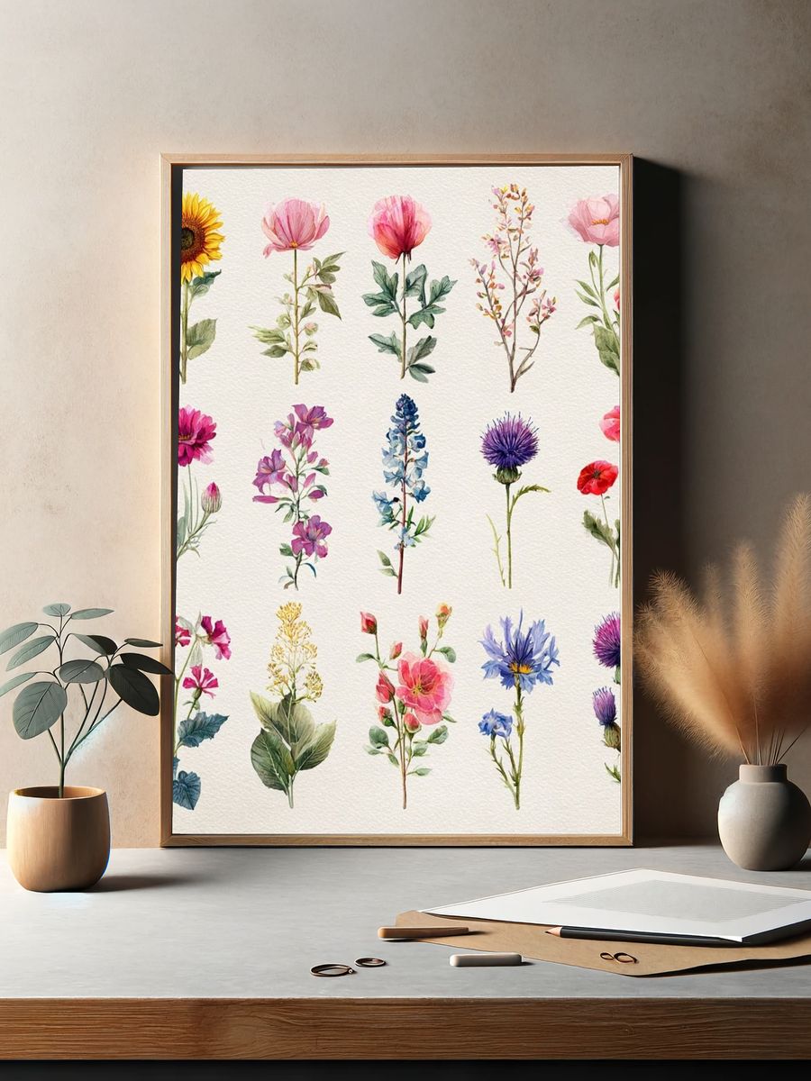 Botanical Flower Collection — Watercolor Print. — room view 2