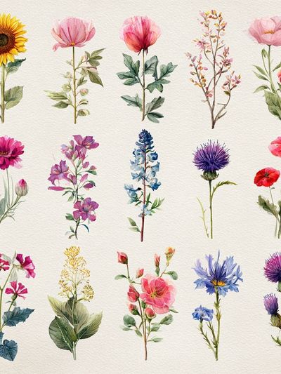 Botanical Flower Collection — Watercolor Print. poster