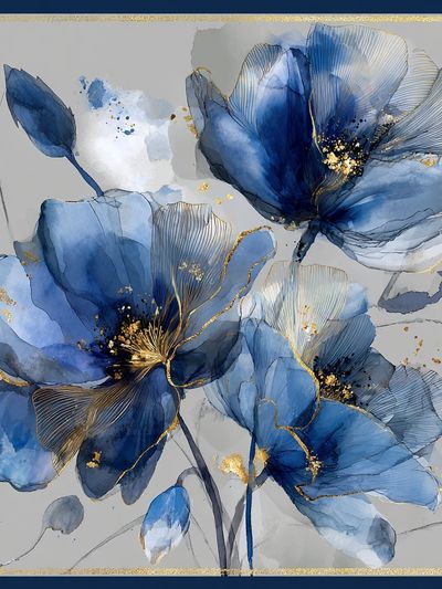 Blue Floral Elegance — Art Print. poster print
