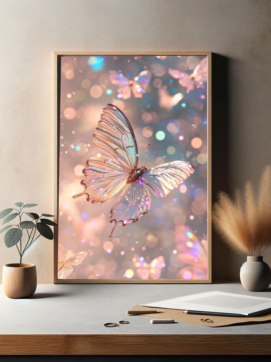 Glittering Butterfly — Illustration Print. — room view 2