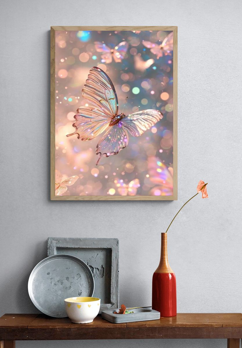 Glittering Butterfly — Illustration Print. — room view 3