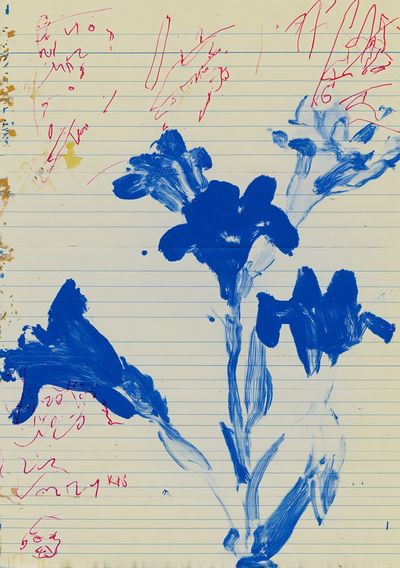 Blue Floral Illustration Poster. poster