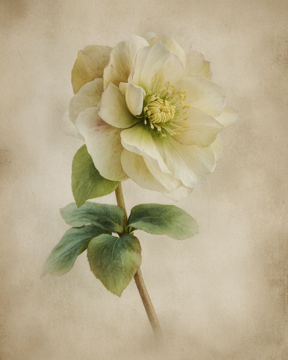 Elegant Hellebore Flower — Botanical Print. poster detail
