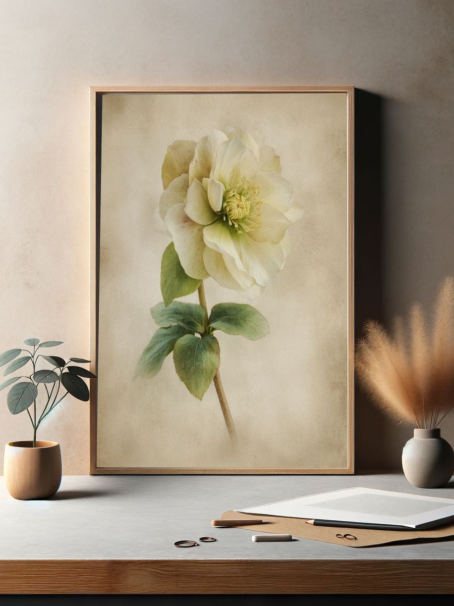 Elegant Hellebore Flower — Botanical Print. — room view 2
