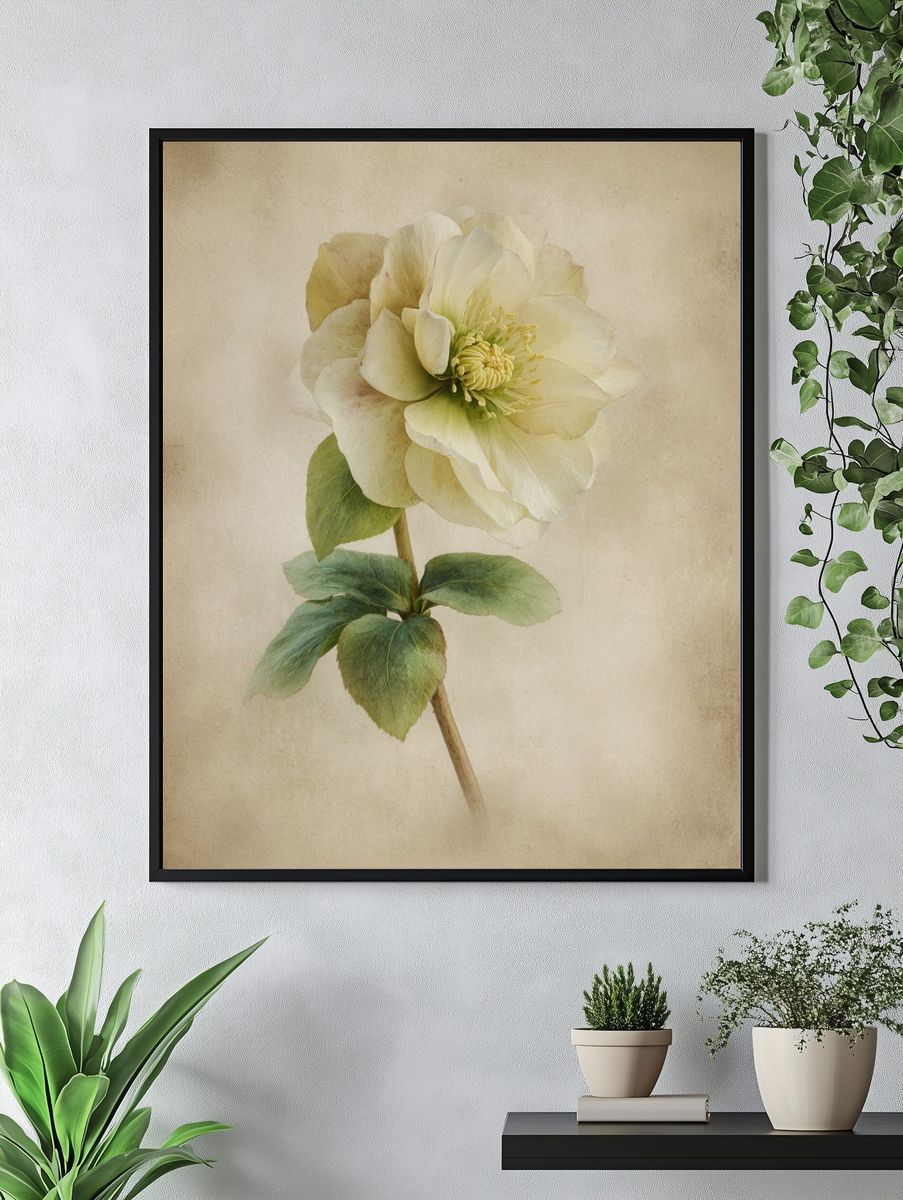 Elegant Hellebore Flower — Botanical Print. — room view 4