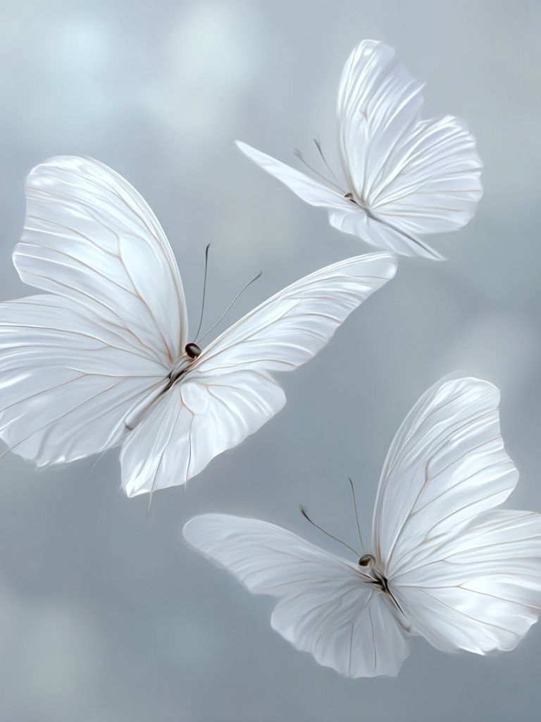 Delicate White Butterflies — Illustration Print. poster — illustration art
