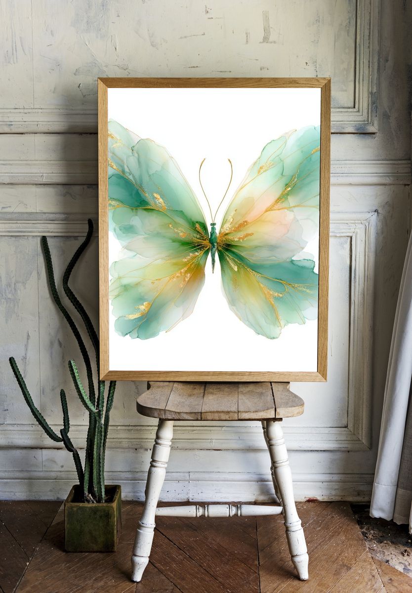 Elegant Butterfly Watercolor Poster. — room view 1