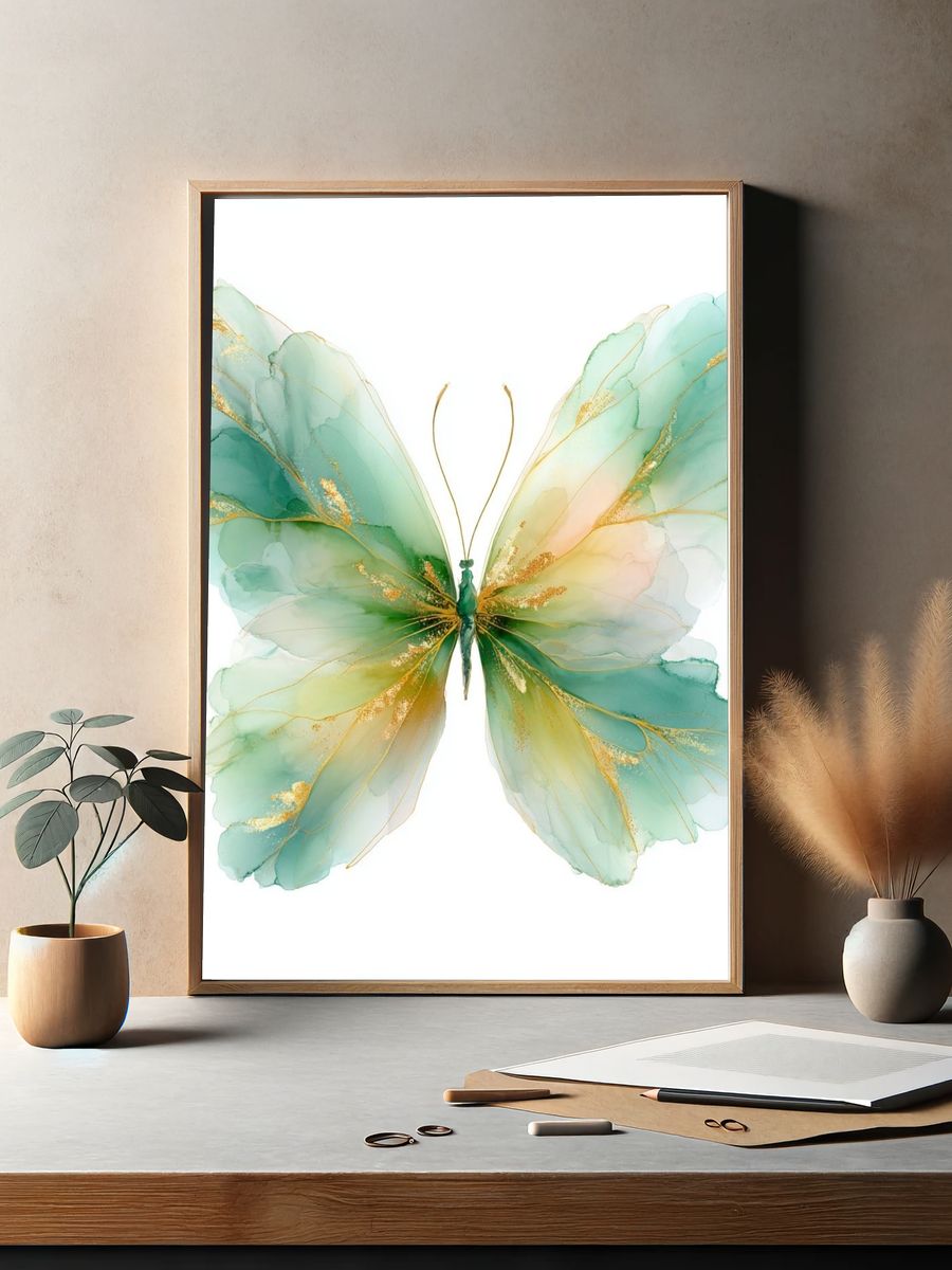 Elegant Butterfly Watercolor Poster. — room view 2