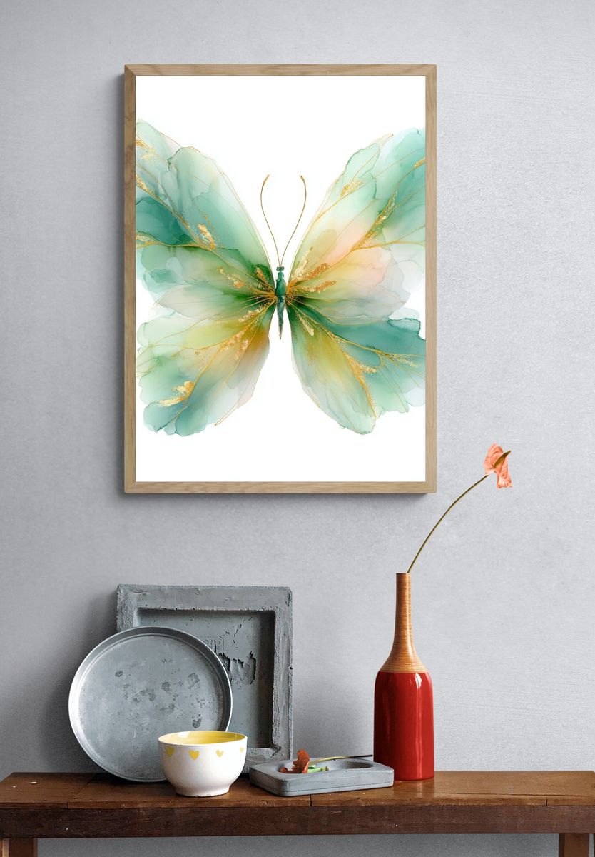 Elegant Butterfly Watercolor Poster. — room view 3