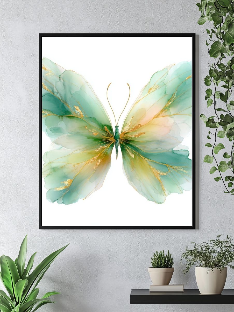 Elegant Butterfly Watercolor Poster. — room view 4