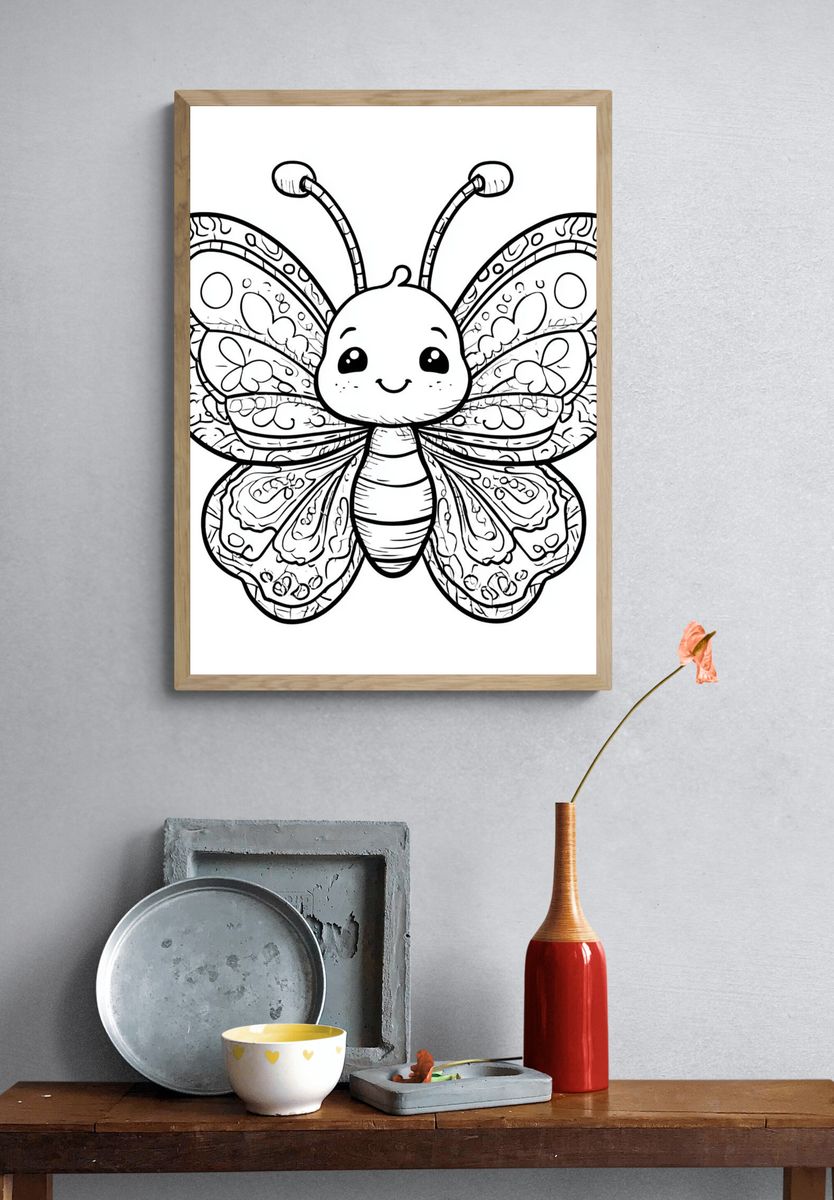 Butterflies on Black Background Poster. — room view 3