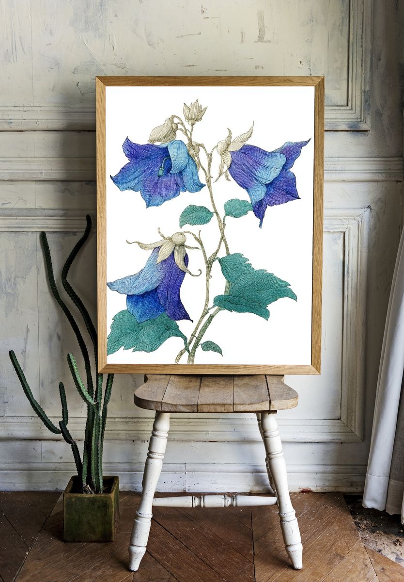 Bluebell Floral Illustration Poster. — room view 1