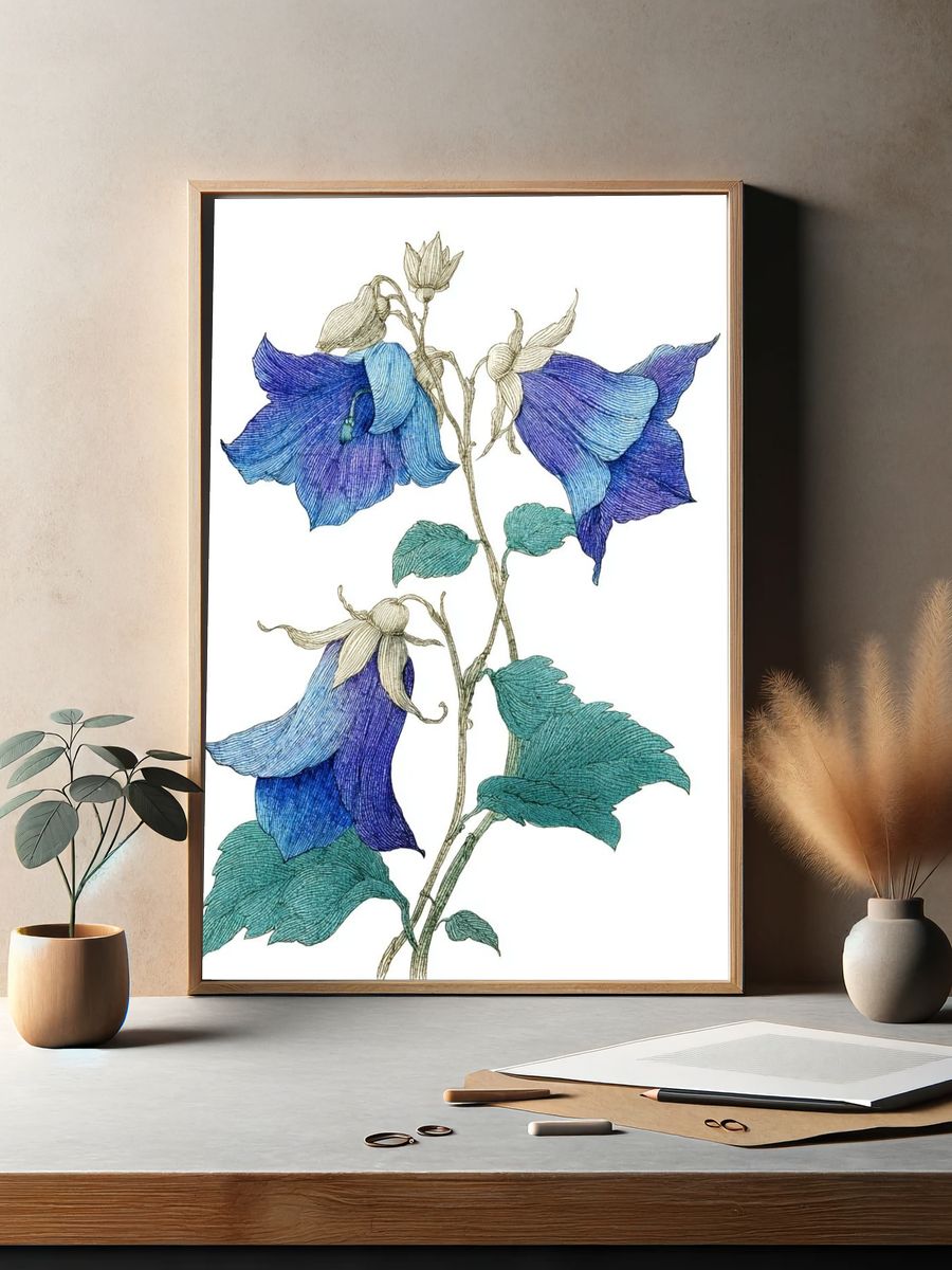 Bluebell Floral Illustration Poster. — room view 2