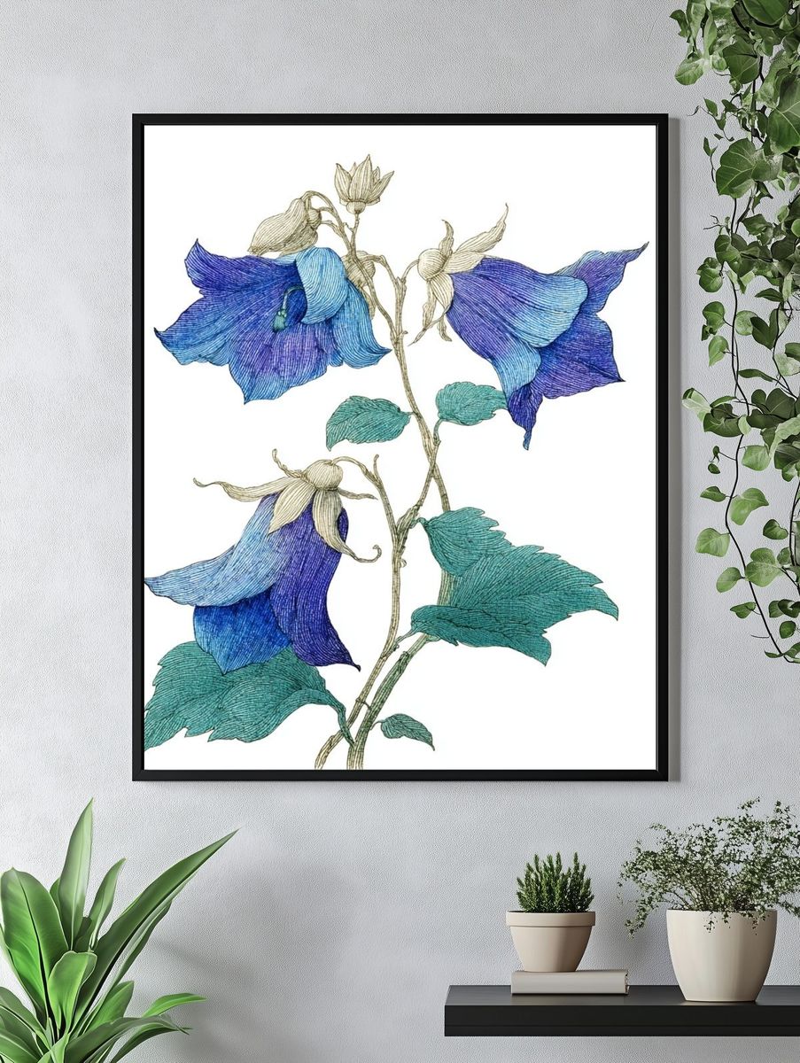 Bluebell Floral Illustration Poster. — room view 4
