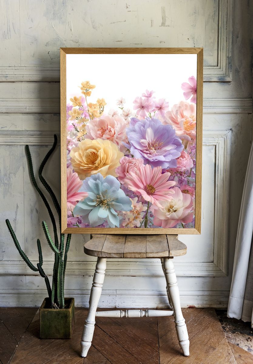 Pastel Floral Bloom Print. — room view 1
