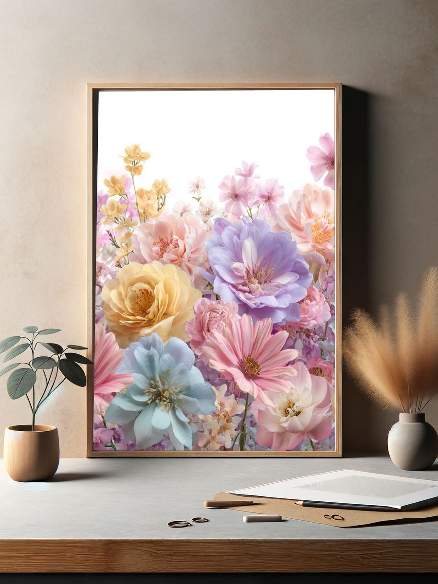 Pastel Floral Bloom Print. — room view 2