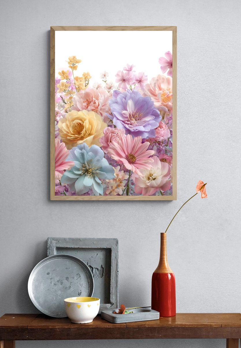 Pastel Floral Bloom Print. — room view 3
