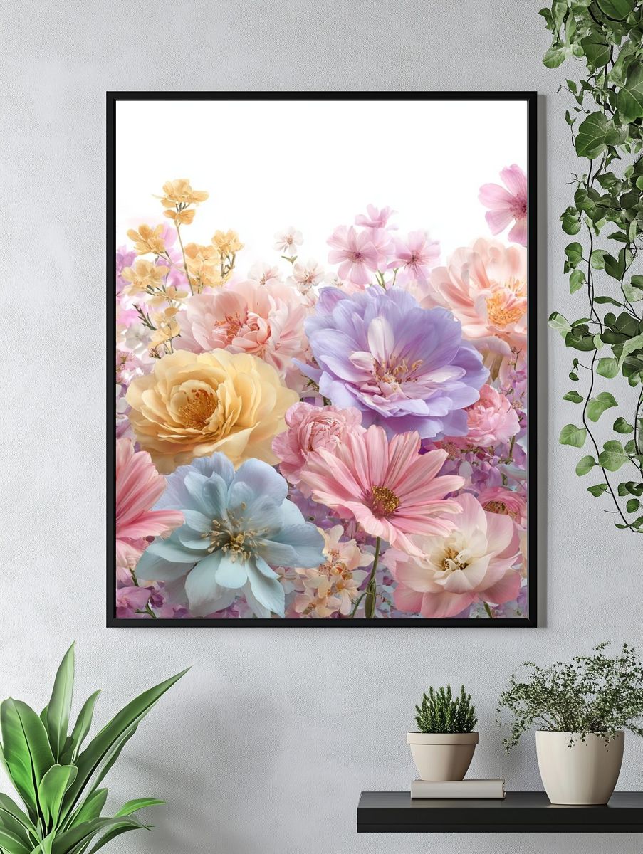 Pastel Floral Bloom Print. — room view 4