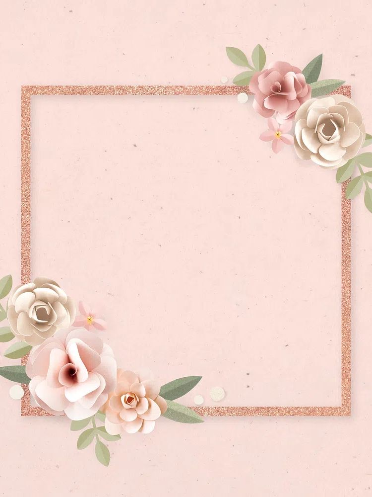Square paper craft flower badge. poster — botanical art