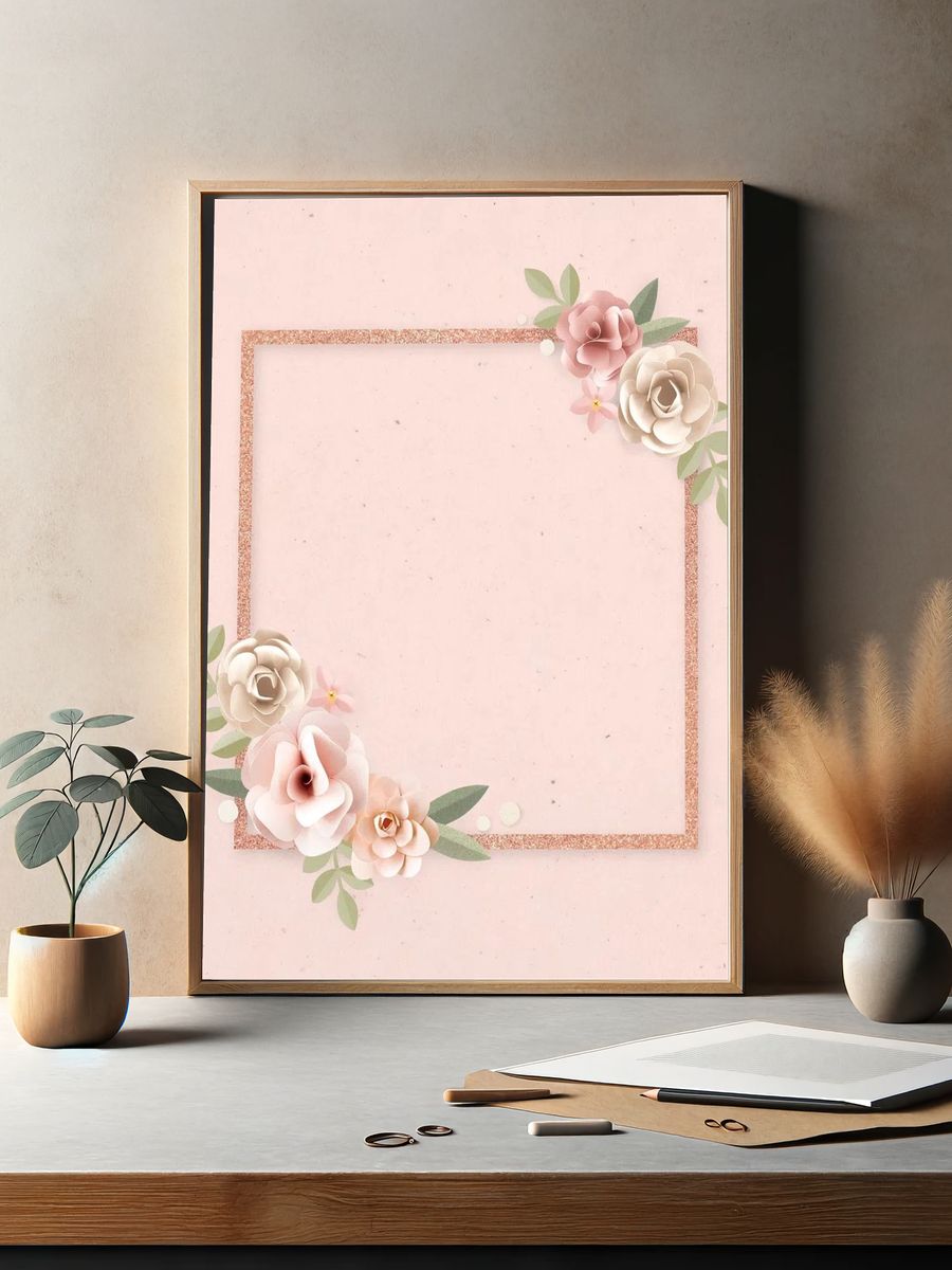 Square paper craft flower badge. — room view 2