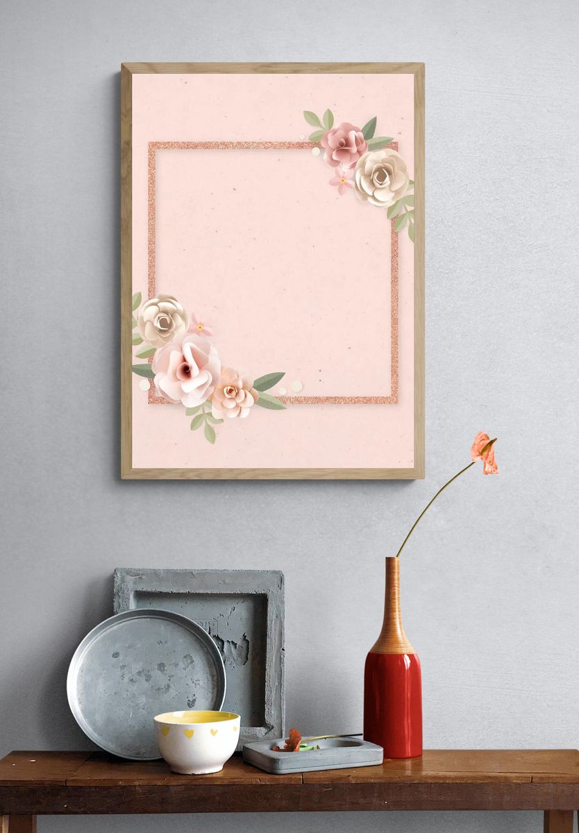 Square paper craft flower badge. — room view 3