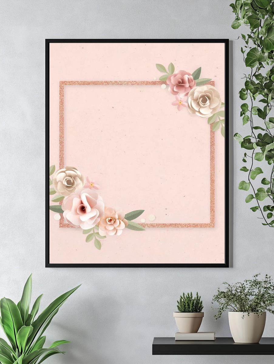 Square paper craft flower badge. — room view 4
