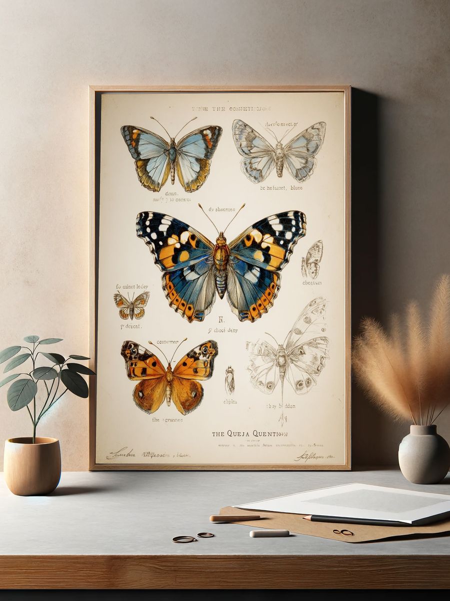 Butterfly Collection — Vintage Print. — room view 2